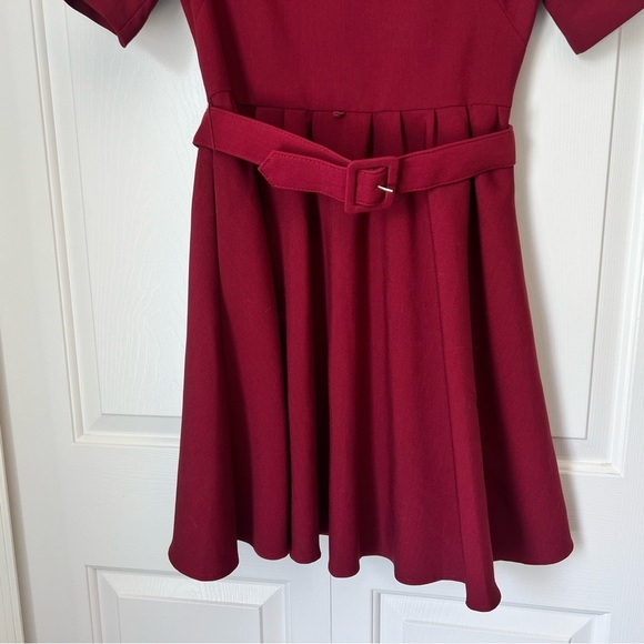 Women’s Gal Meets Glam Fit and Flare Size 4 Burgundy Dress Belted - Picture 7 of 13